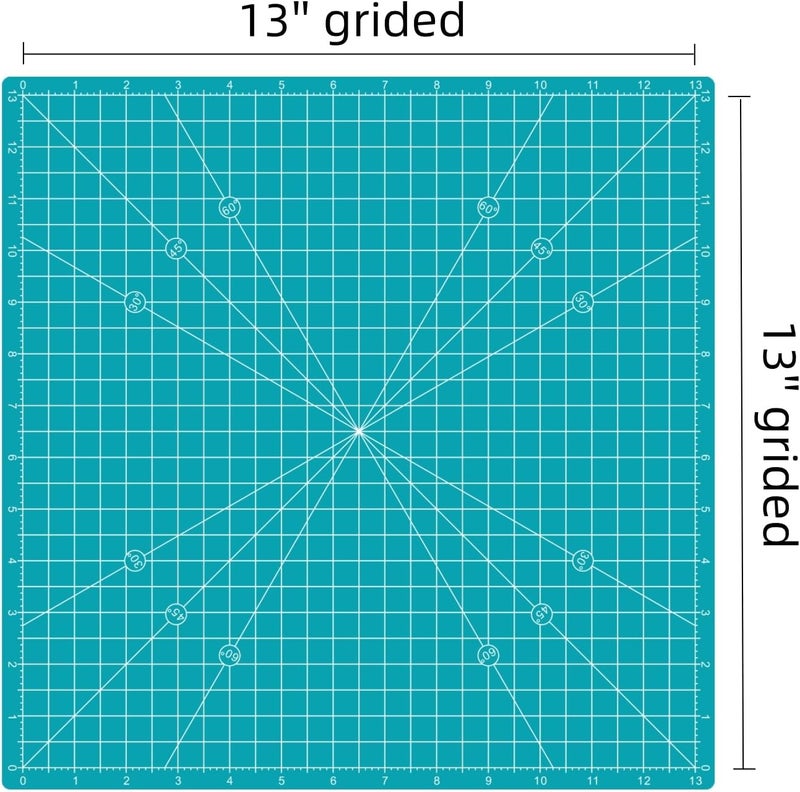 AMASEWART Rotating Self Healing Cutting Mat 14"x14" (13" Grid), Square Sewing Cutting Mat Board Perfect for Fabric Quilting & Art Projects, Turquoise - Image 3